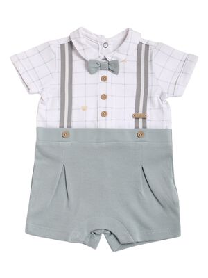 Boys White Short Sleeve Knitted Romper